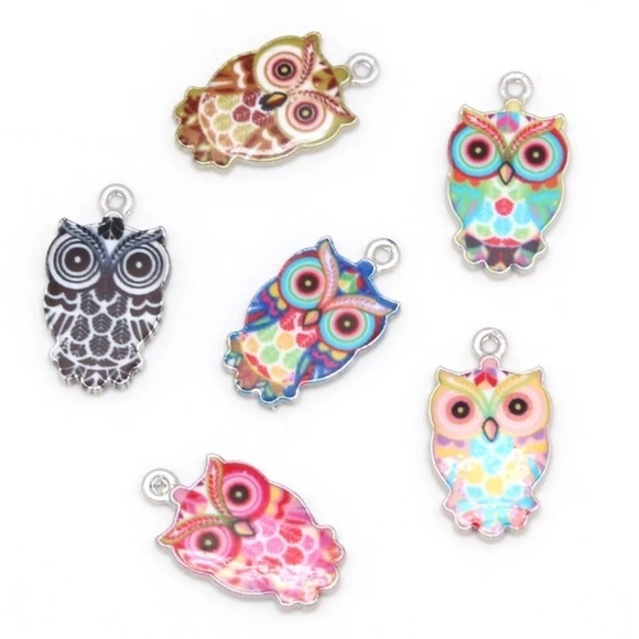 🔴 5 for $10 ONE Bright Owl Pendant Zinc Alloy Enamel - Picture 7 of 7